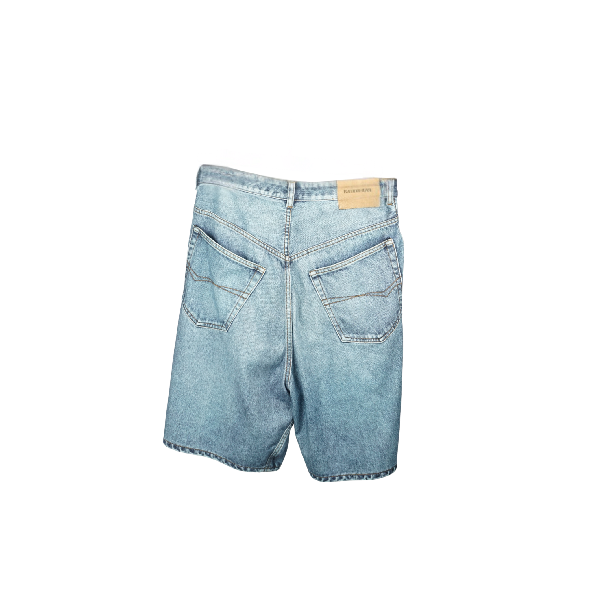 Balenciaga Trompe l’oeil printed denim sweatpants shorts