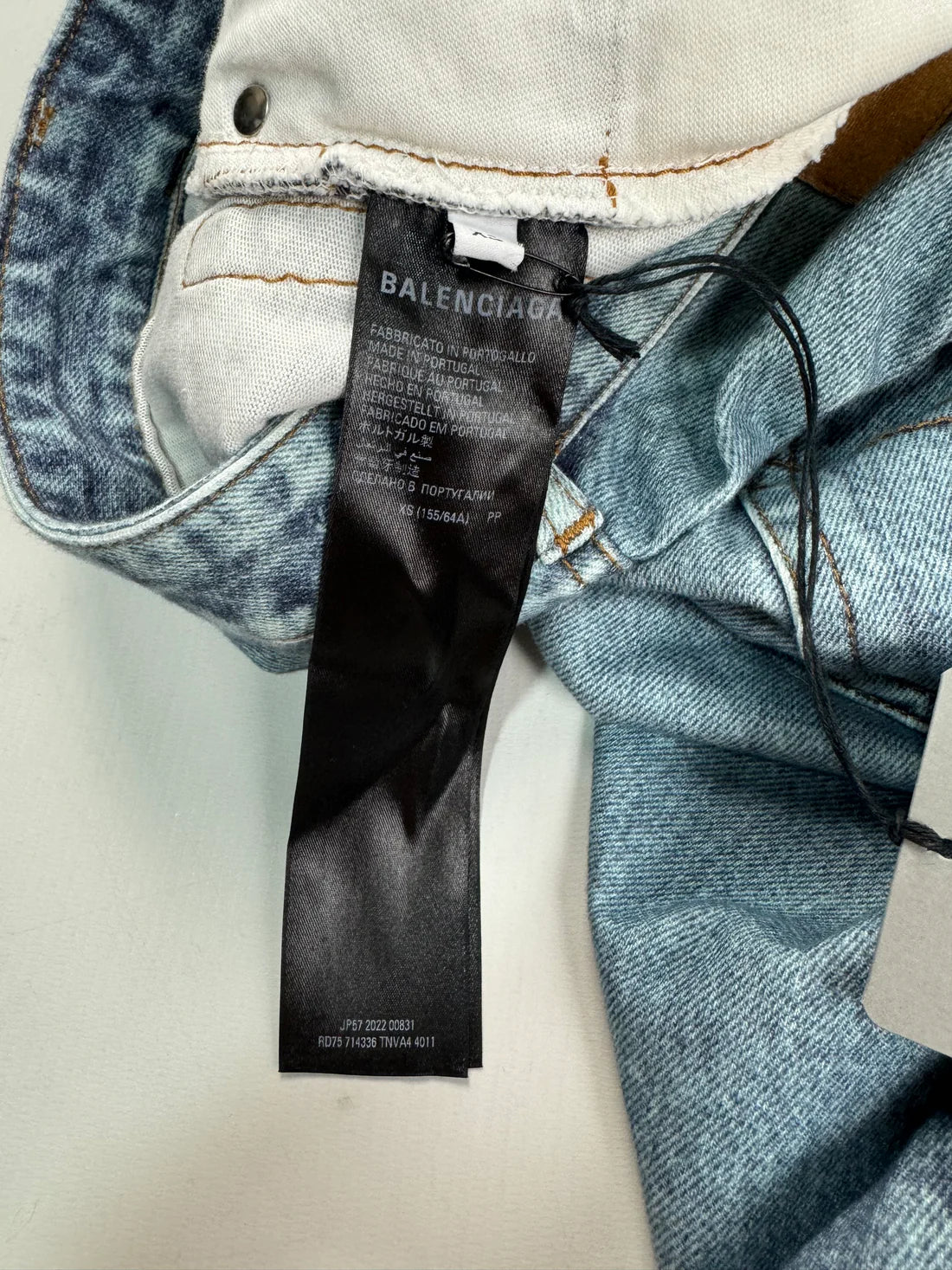 Balenciaga Trompe l’oeil printed denim sweatpants shorts