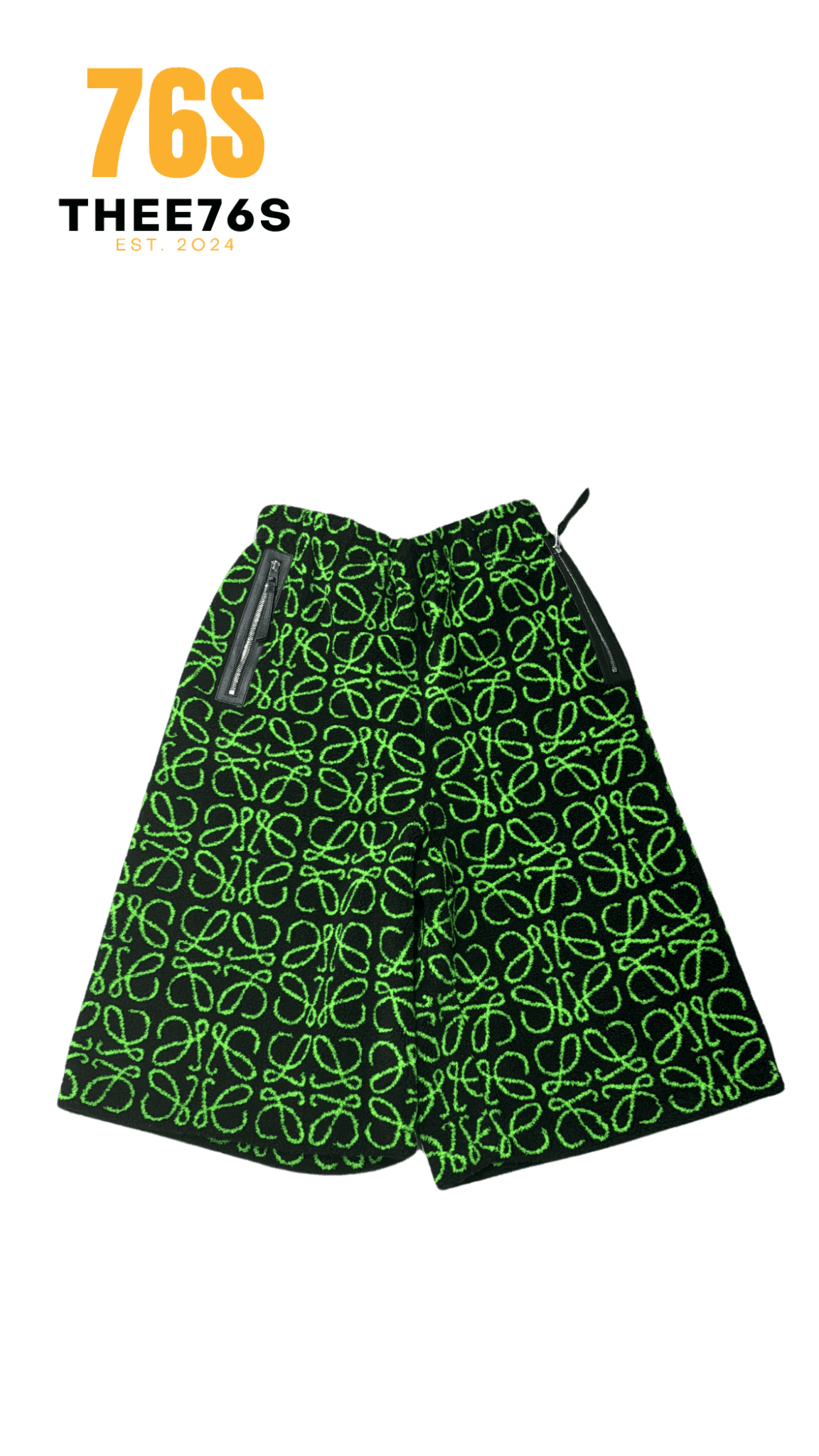 Logo print fleece shorts "Green" - Thee76s