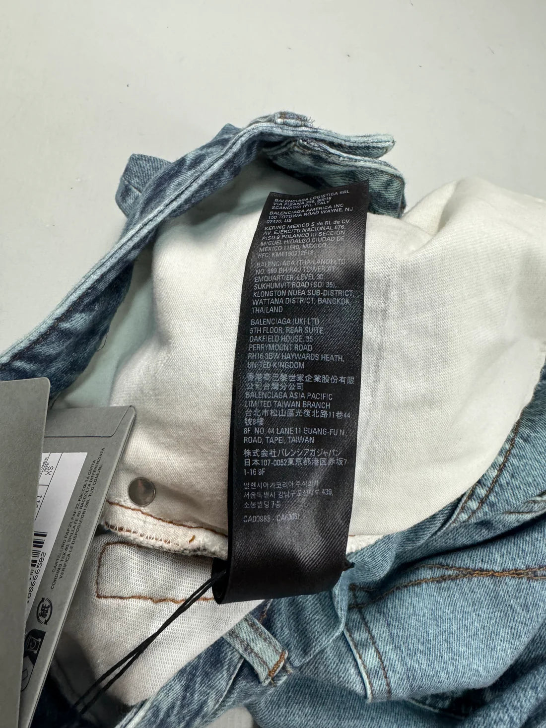 Balenciaga Trompe l’oeil printed denim sweatpants shorts