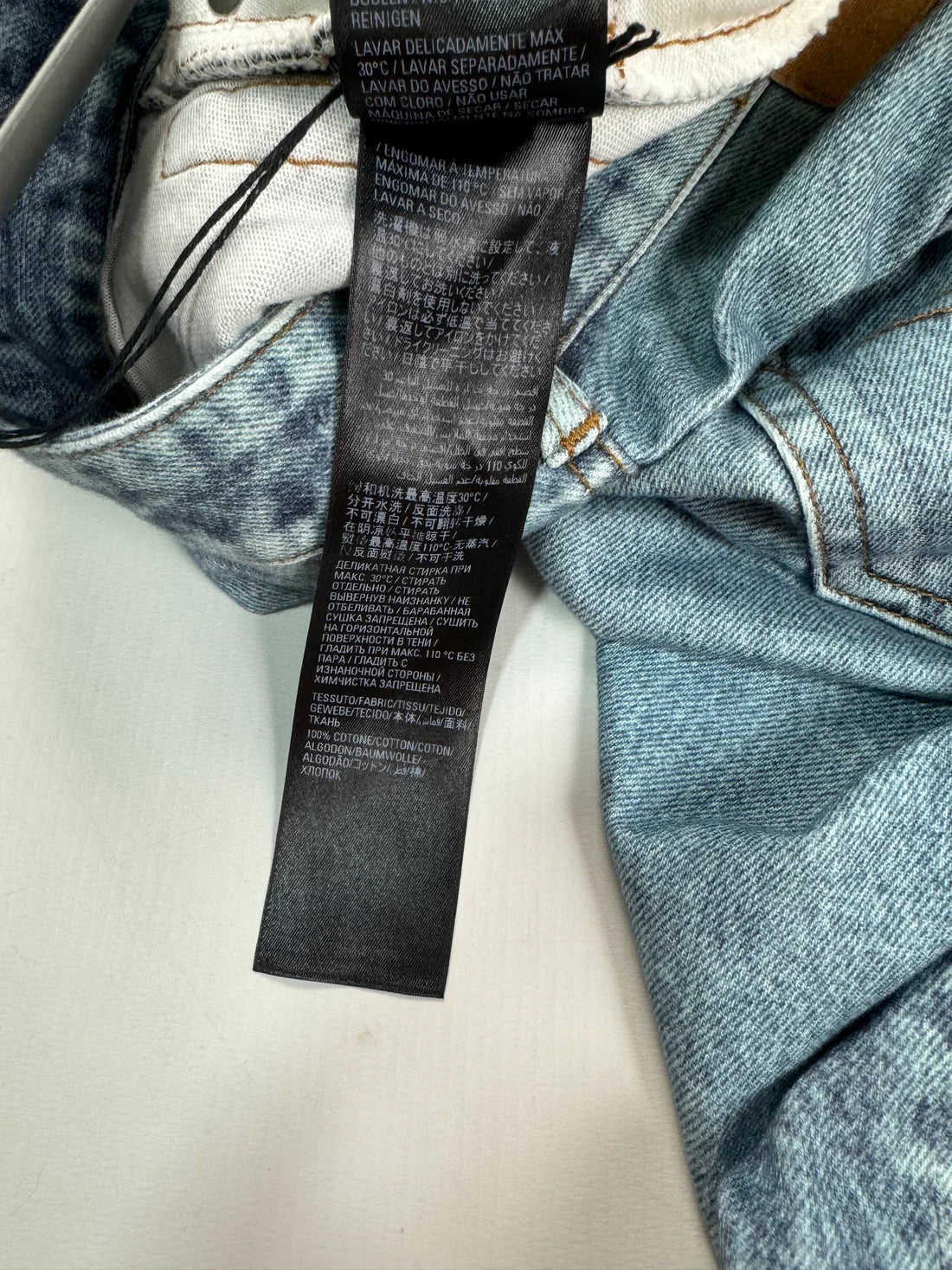 Balenciaga Trompe l’oeil printed denim sweatpants shorts