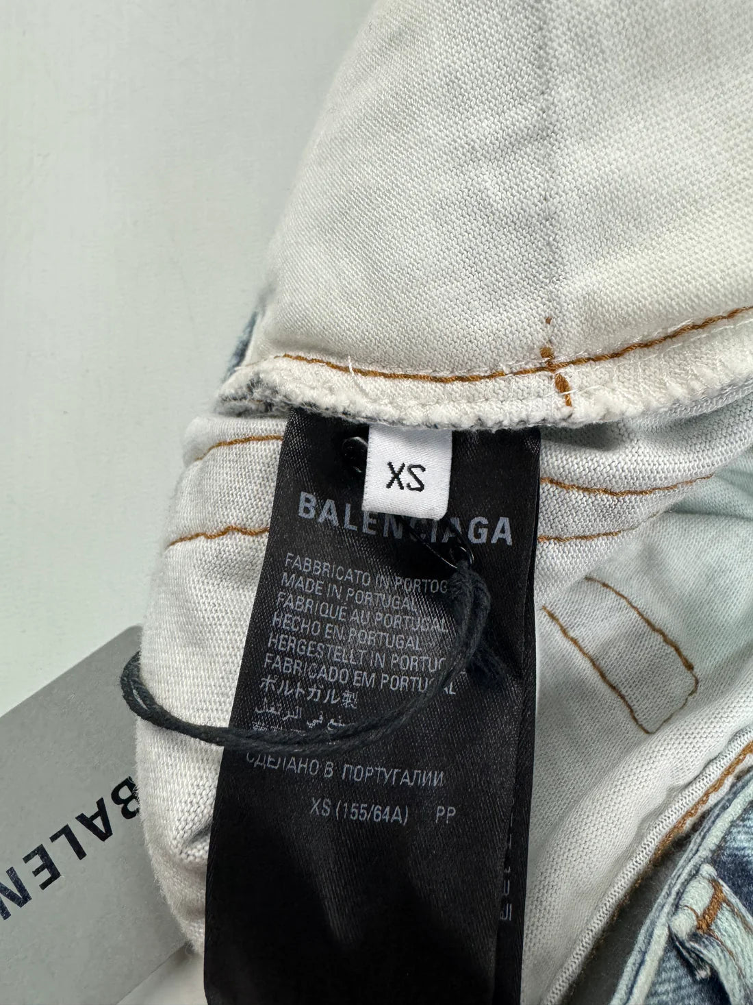 Balenciaga Trompe l’oeil printed denim sweatpants shorts