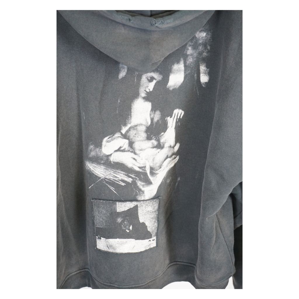 Patchwork print zip up hoodie