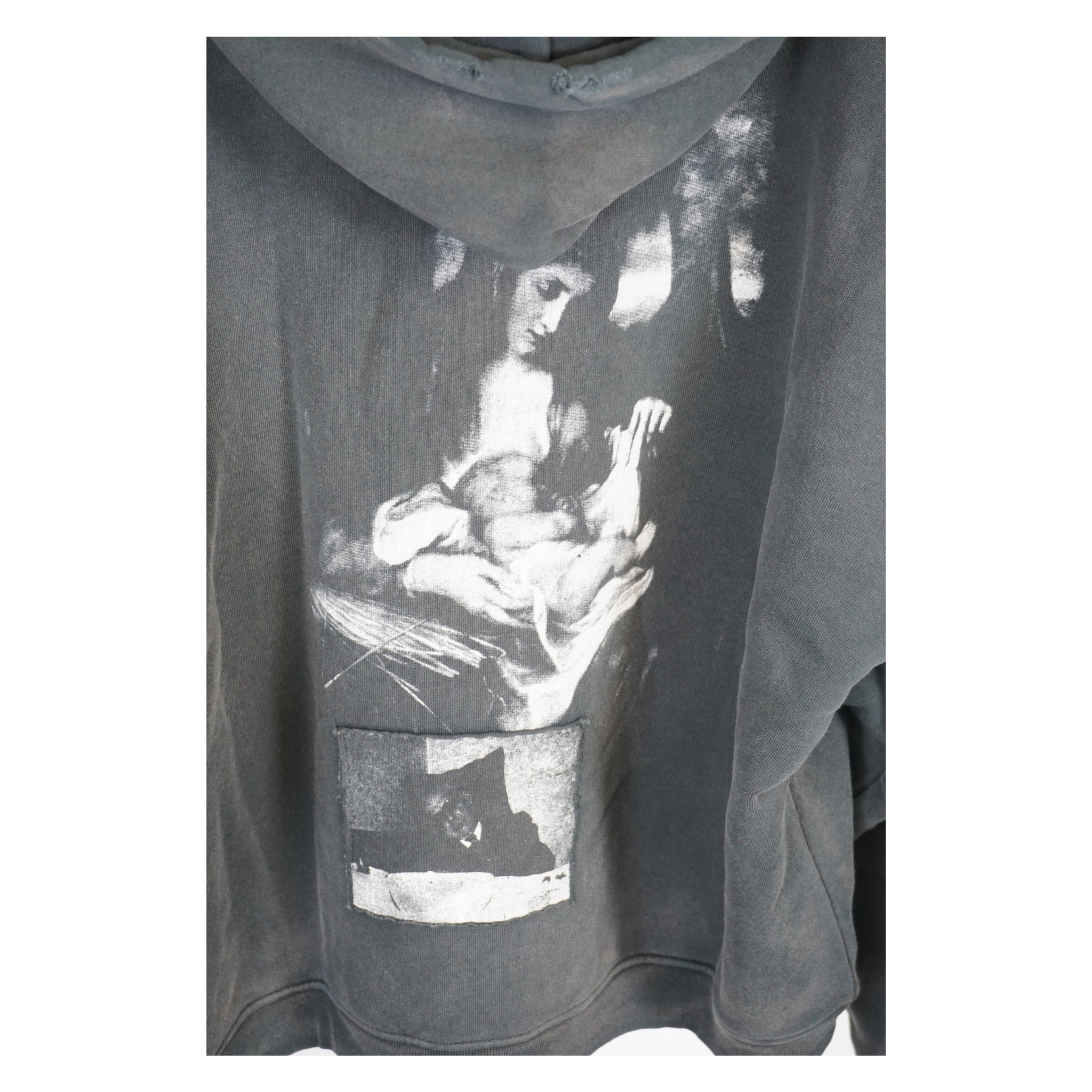 Patchwork print zip up hoodie