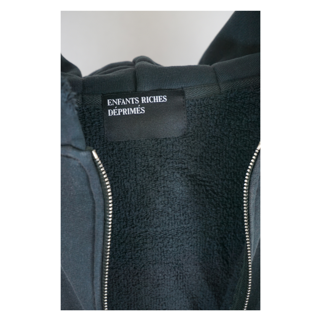 Patchwork print zip up hoodie