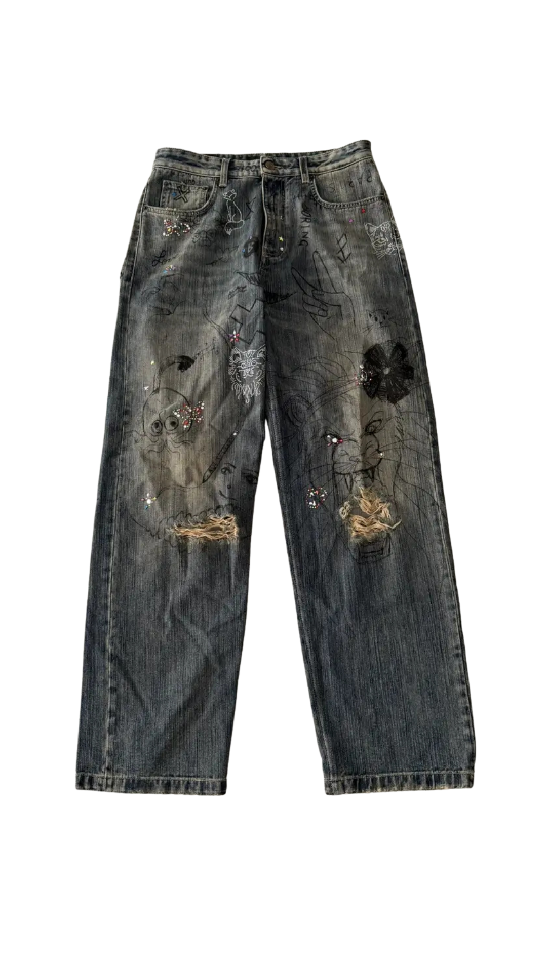 SS23 Dark Distressed Rhinestone "Blue"
