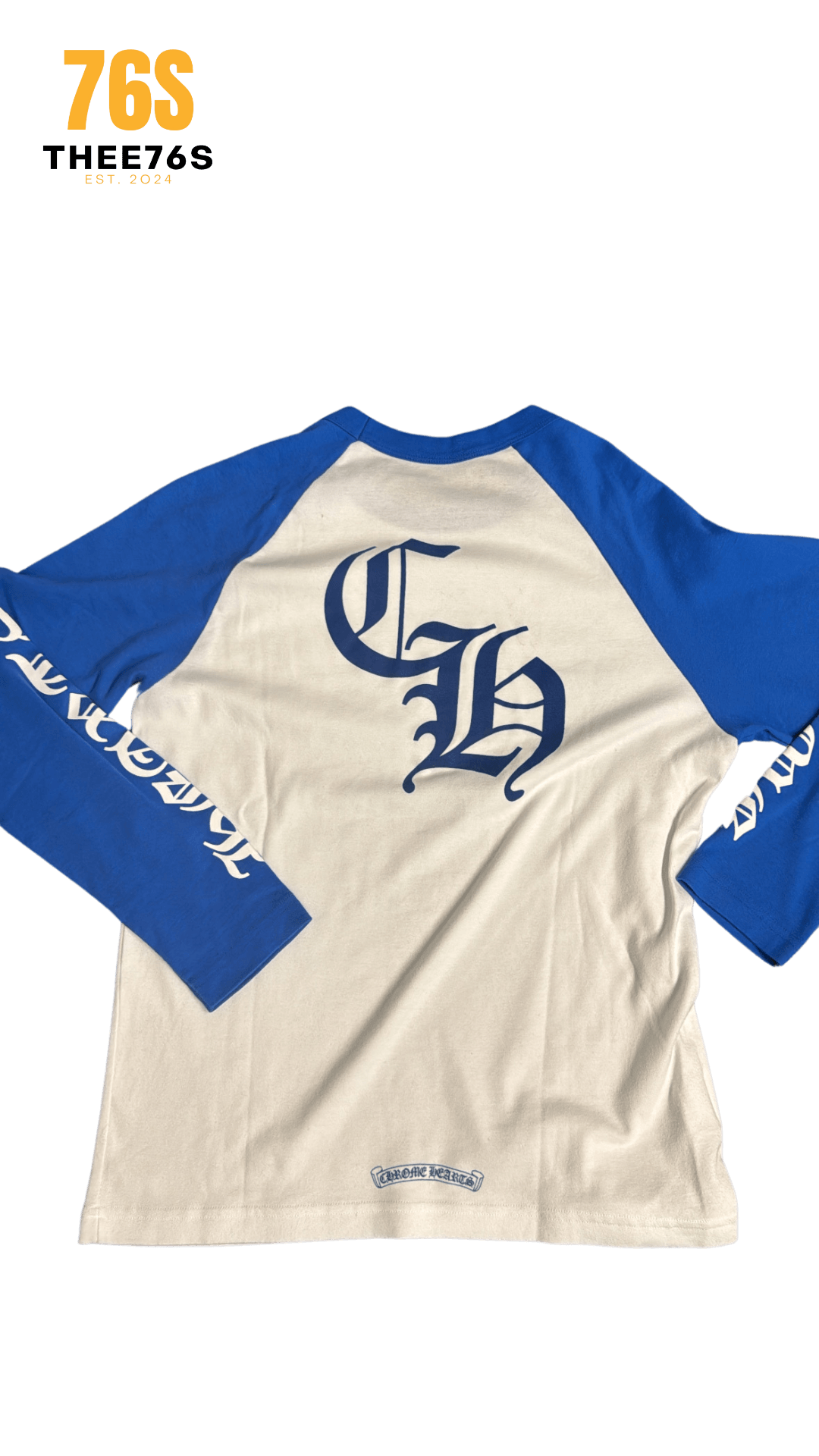 Horse Shoe Baseball Long Sleeve "White/Blue" - Thee76s