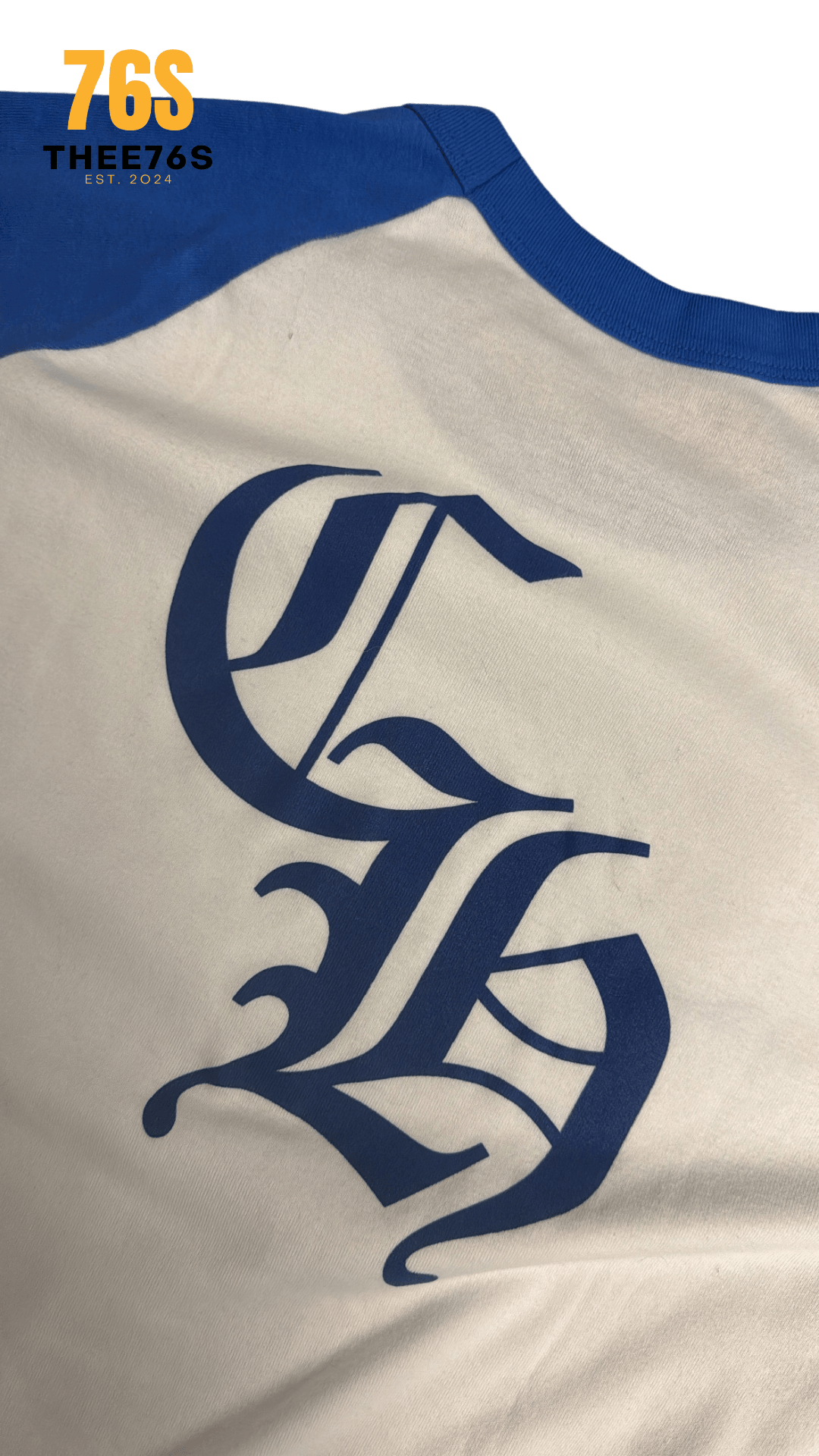 Horse Shoe Baseball Long Sleeve "White/Blue" - Thee76s