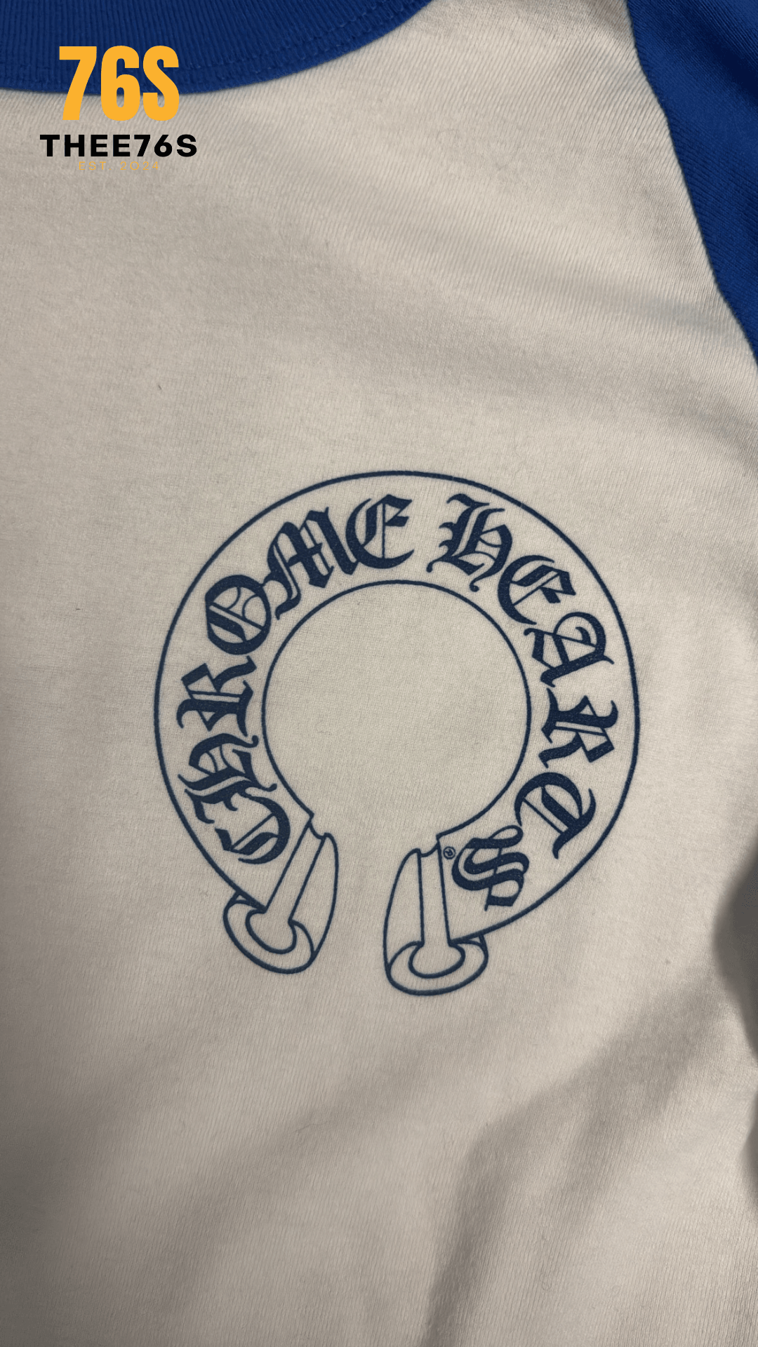 Horse Shoe Baseball Long Sleeve "White/Blue" - Thee76s