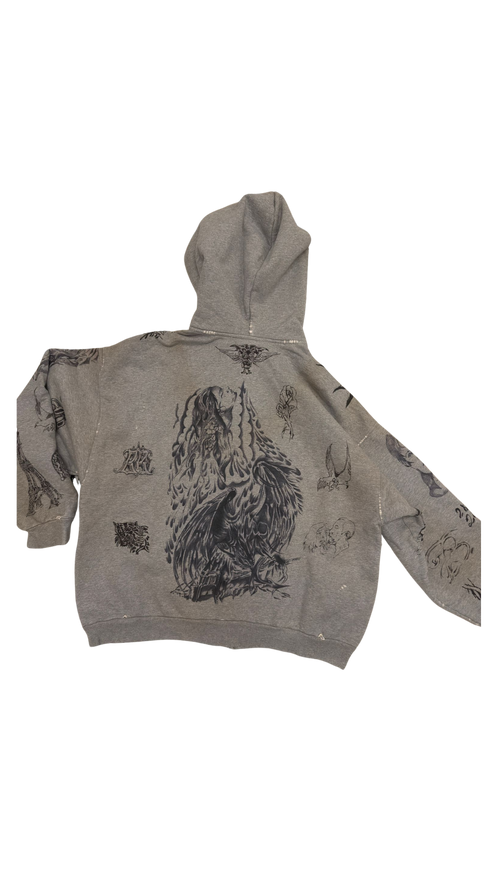 Balenciaga Tattoo Zip-Up Hoodie