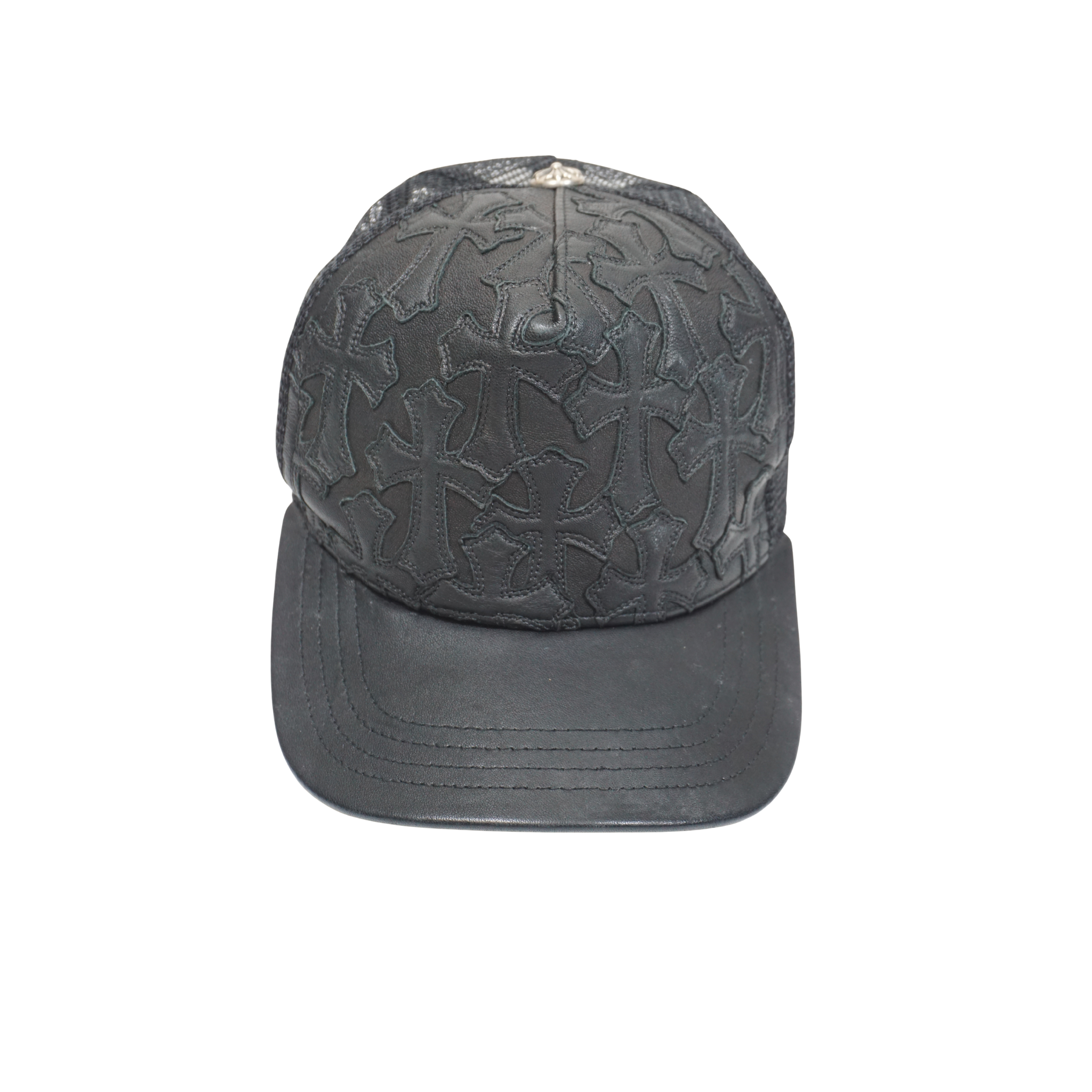 Cemetary Cross Leather Stitched Trucker Hat