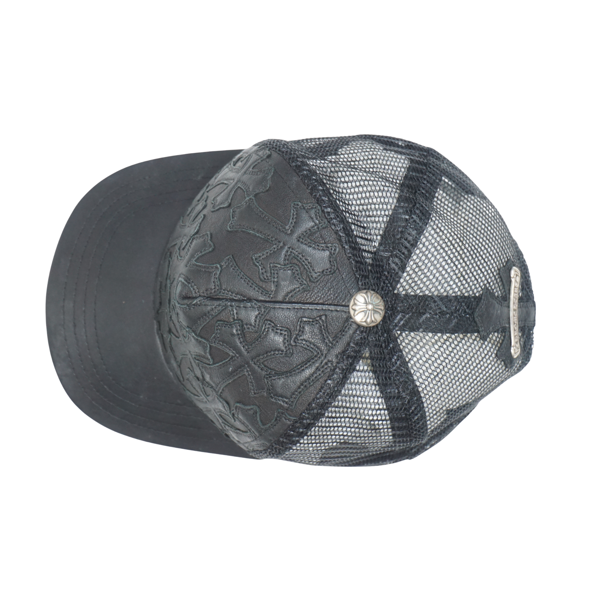 Cemetary Cross Leather Stitched Trucker Hat