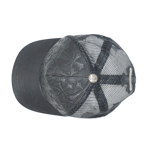 Cemetary Cross Leather Stitched Trucker Hat