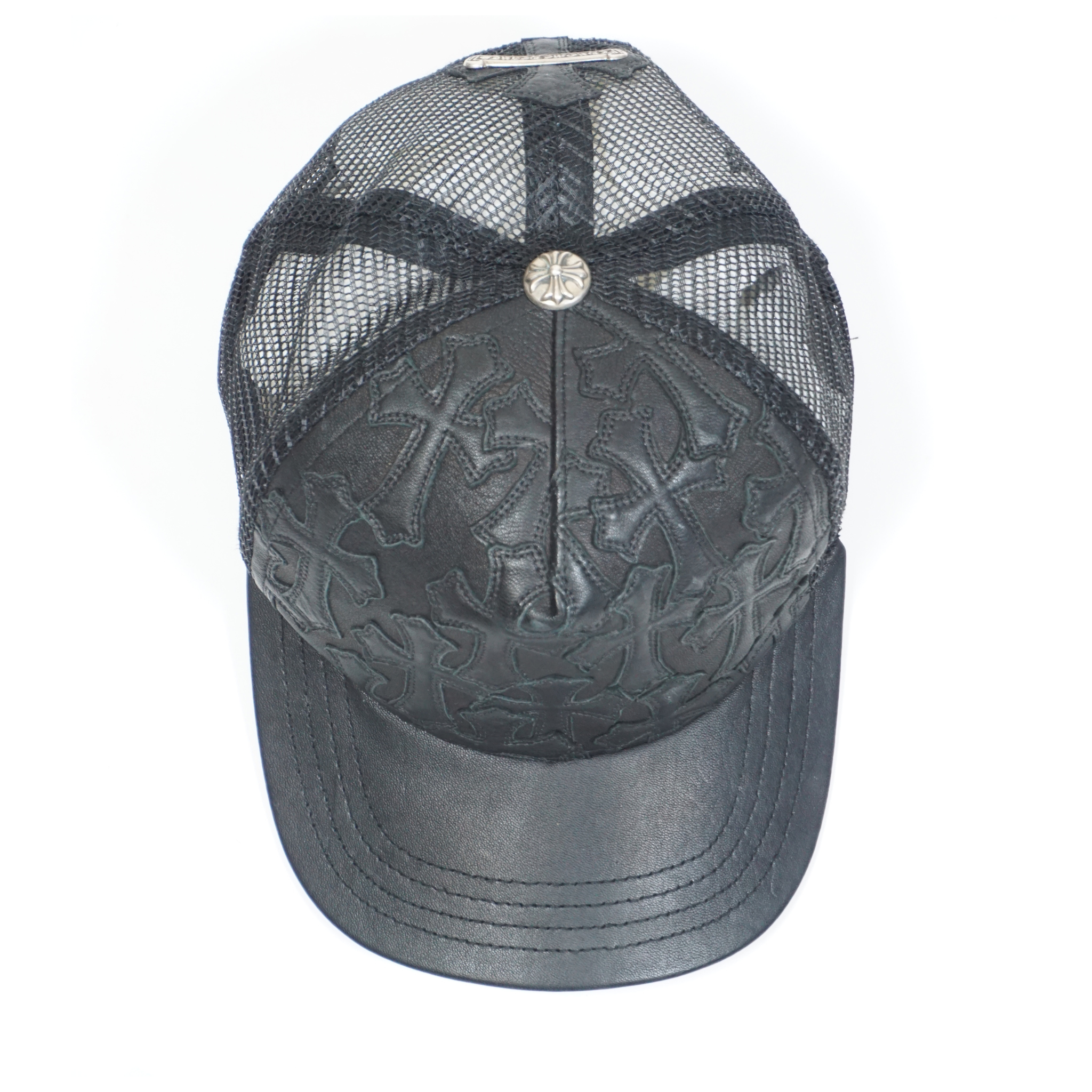 Cemetary Cross Leather Stitched Trucker Hat