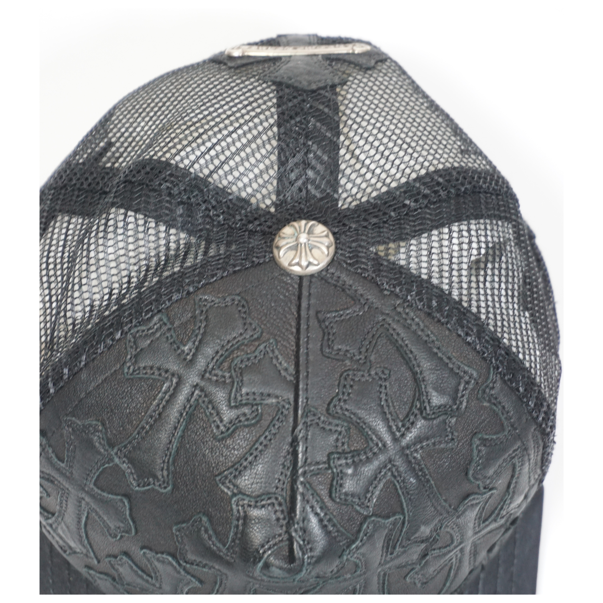 Cemetary Cross Leather Stitched Trucker Hat