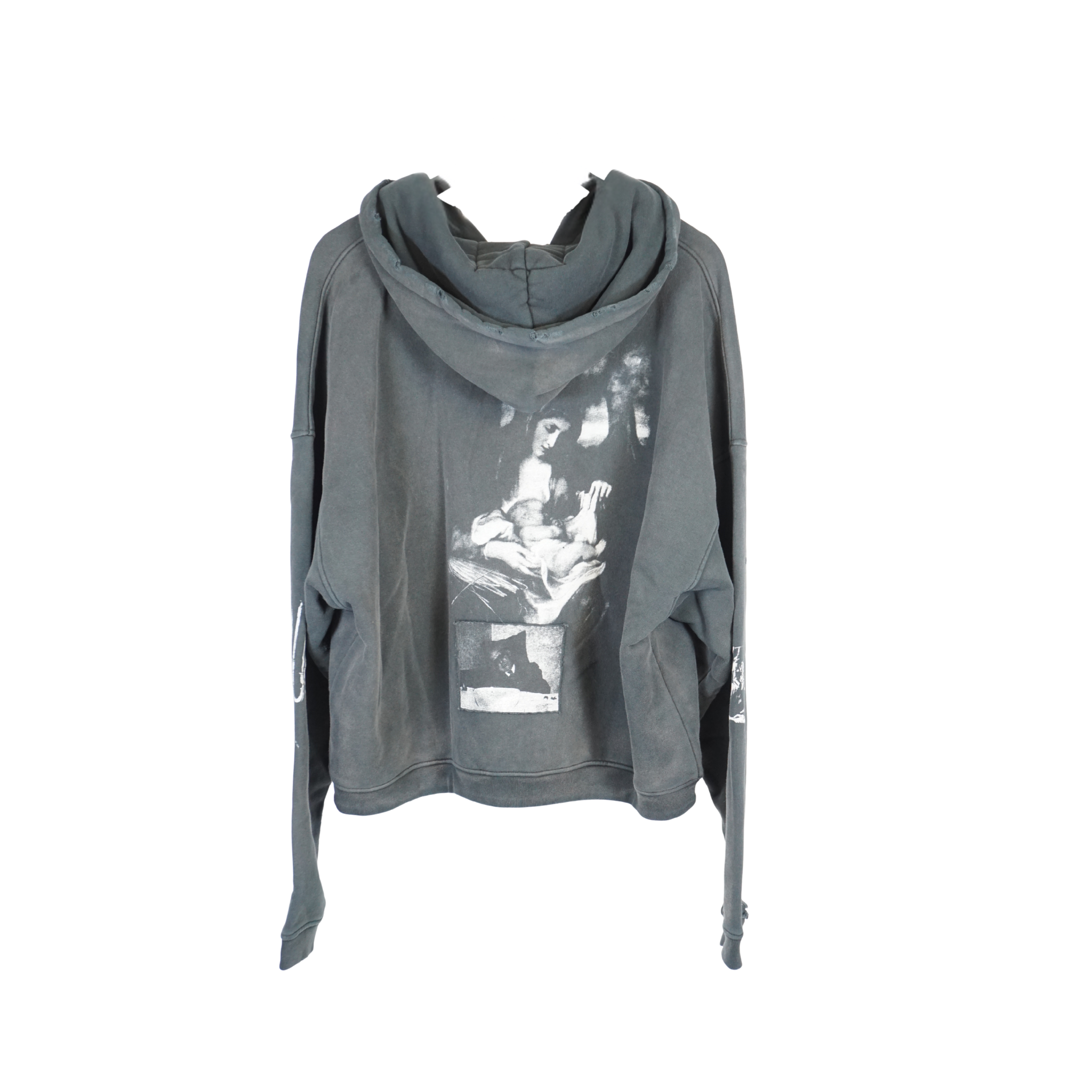 Patchwork print zip up hoodie