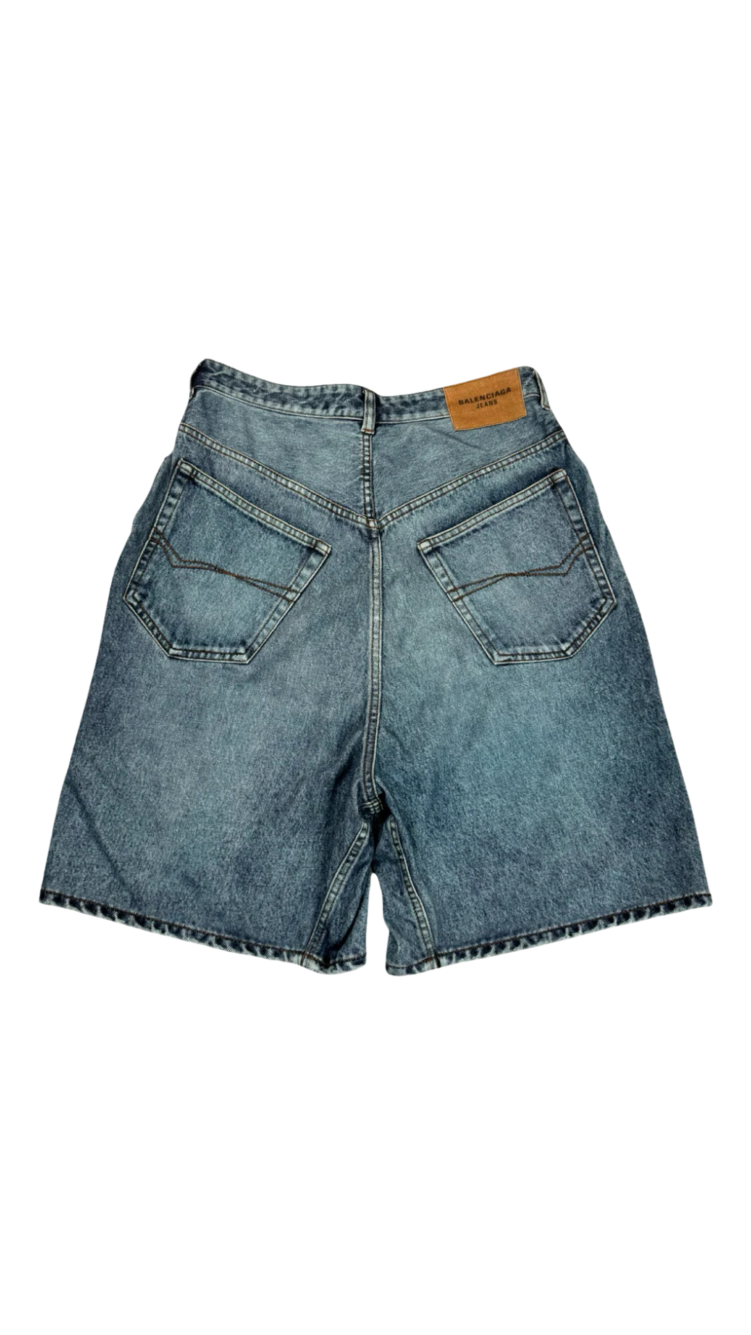 Balenciaga Trompe l’oeil printed denim sweatpants shorts