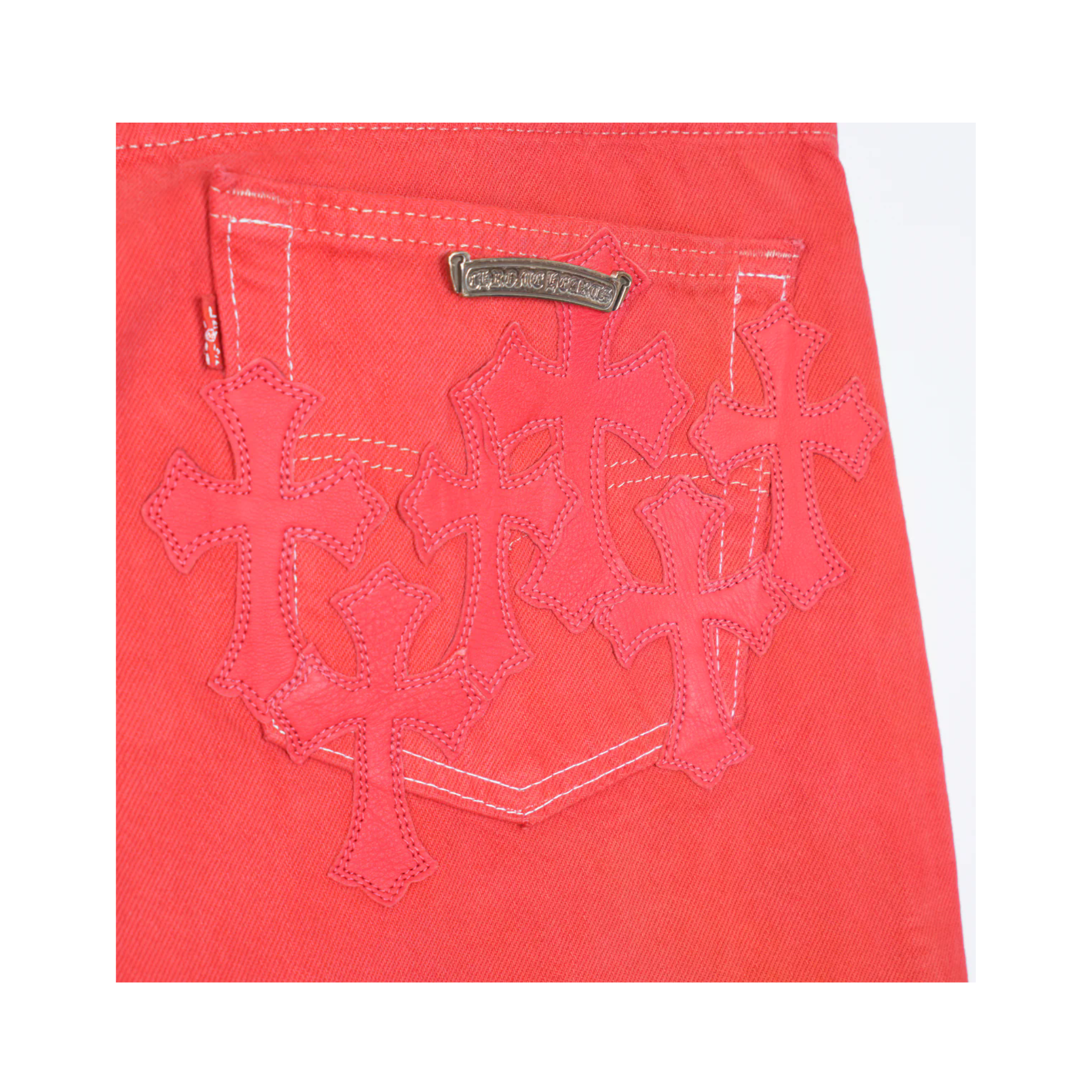 Red Paris Large Patch Jeans