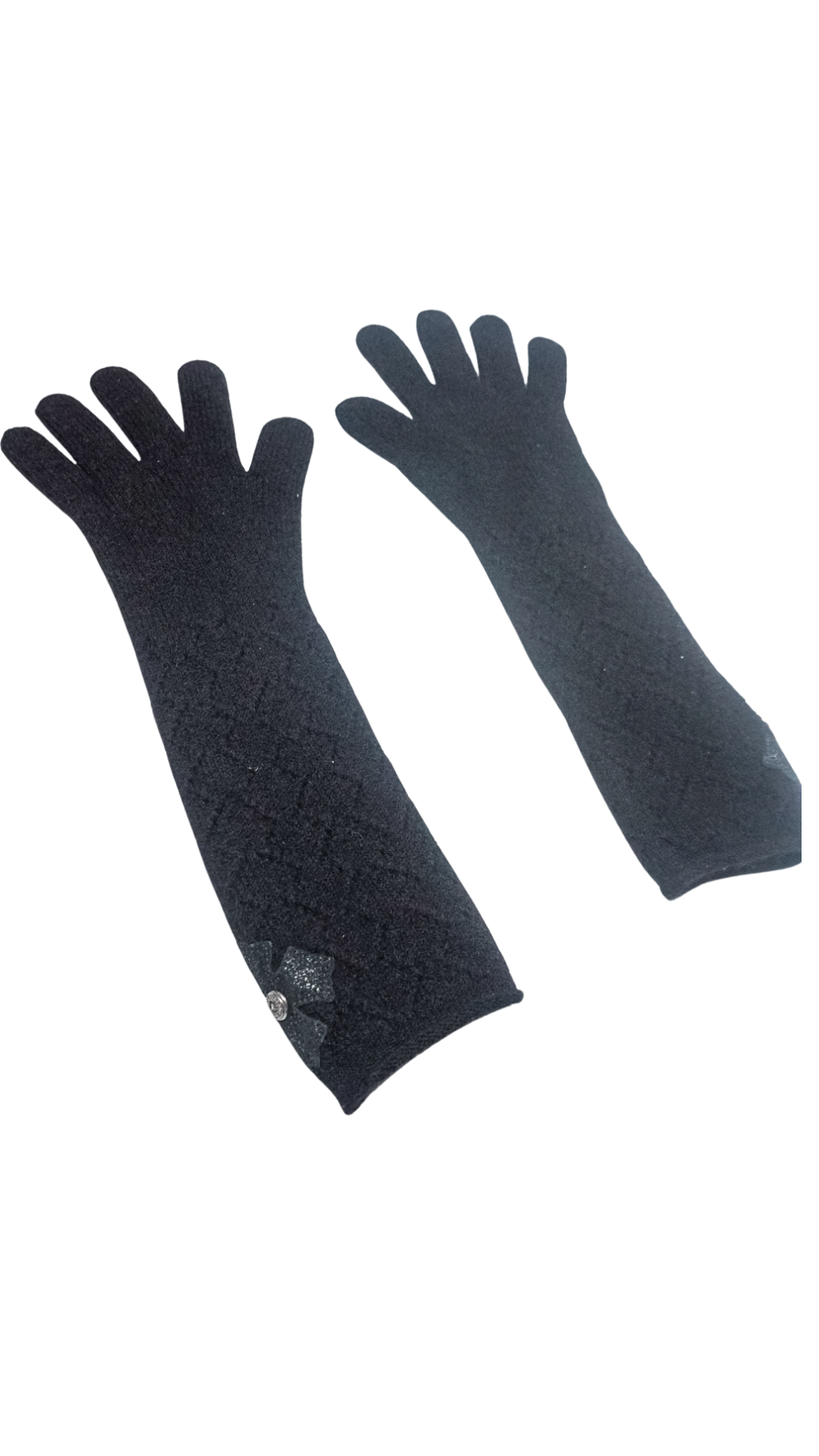 Cross Patch .925 Silver Lace Long Gloves "Black"